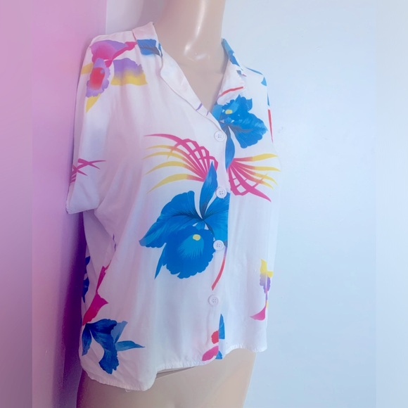 Vintage Floral // Hawaiian Capped Blouse California Crush - Picture 4 of 10